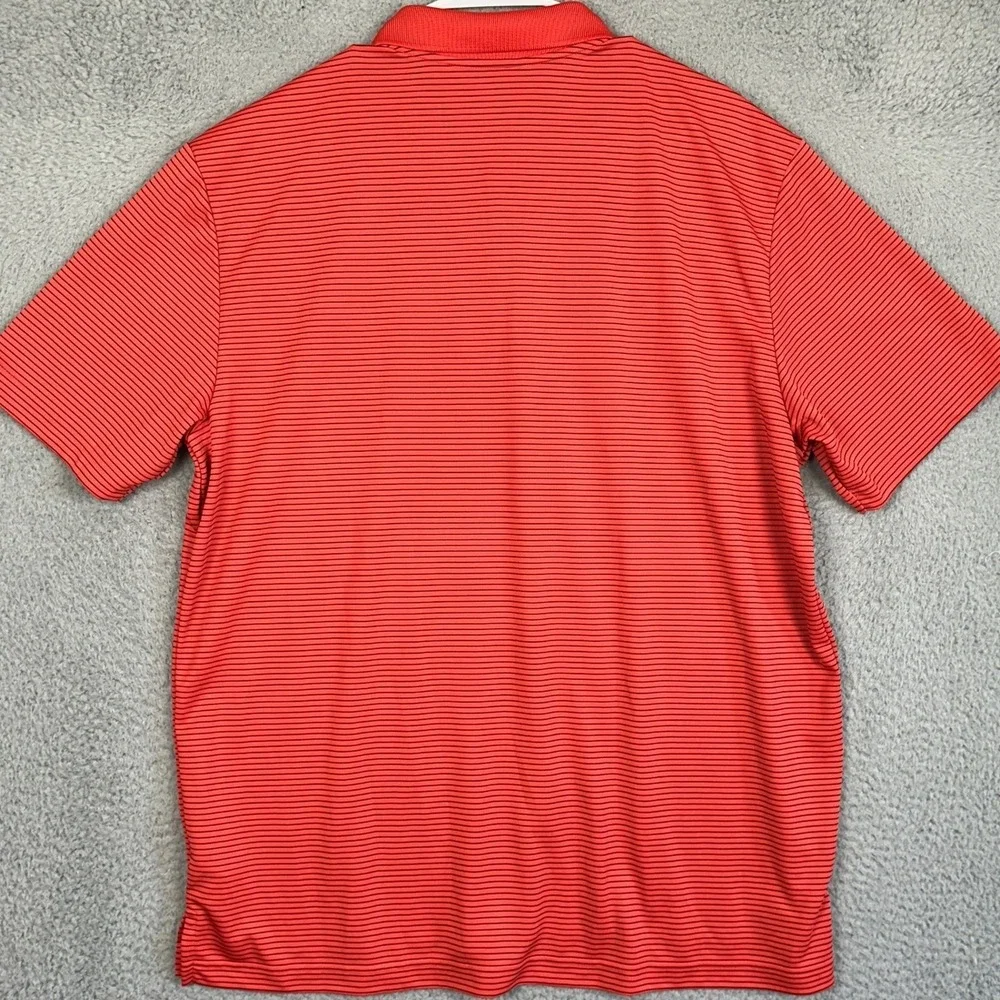 Adidas Golf Polo Shirt Mens XL Red Black Striped Performance Rugby Short Sleeve